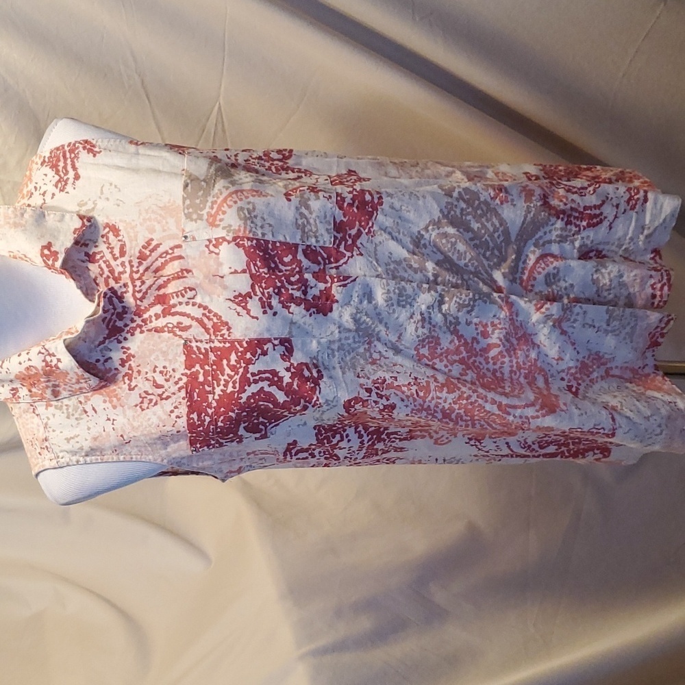 Dana Buchman Floral Linen Top SZ MD